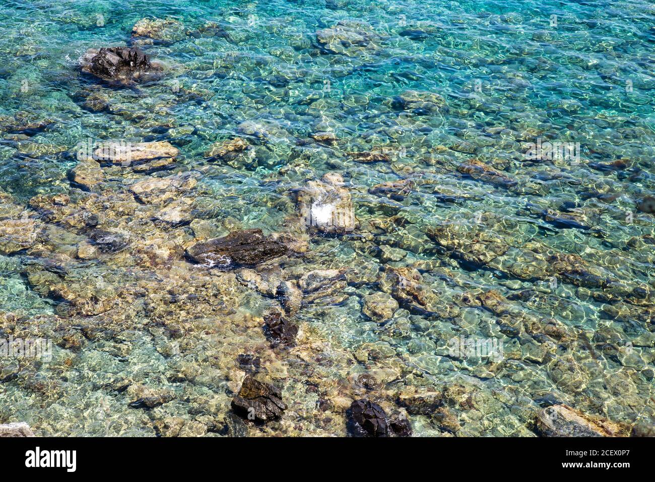 Aerial view rocks under turquoise hi-res stock photography and images ...