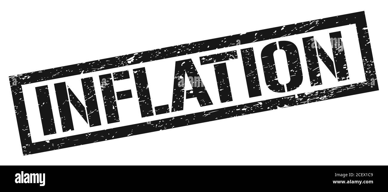 INFLATION black grungy rectangle stamp sign. Stock Photo