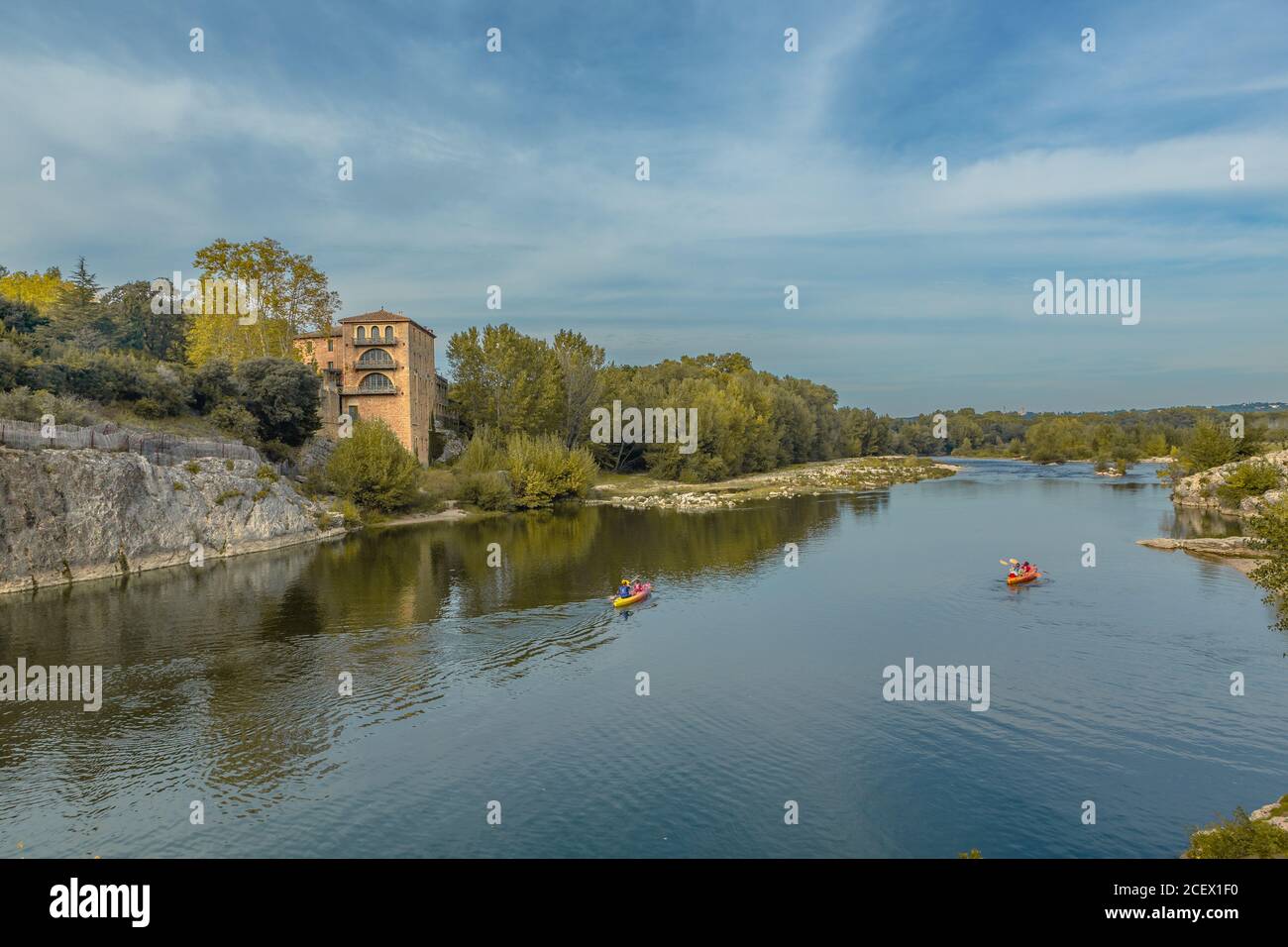 A river valley in Provence, France, summer time. Stock Photo