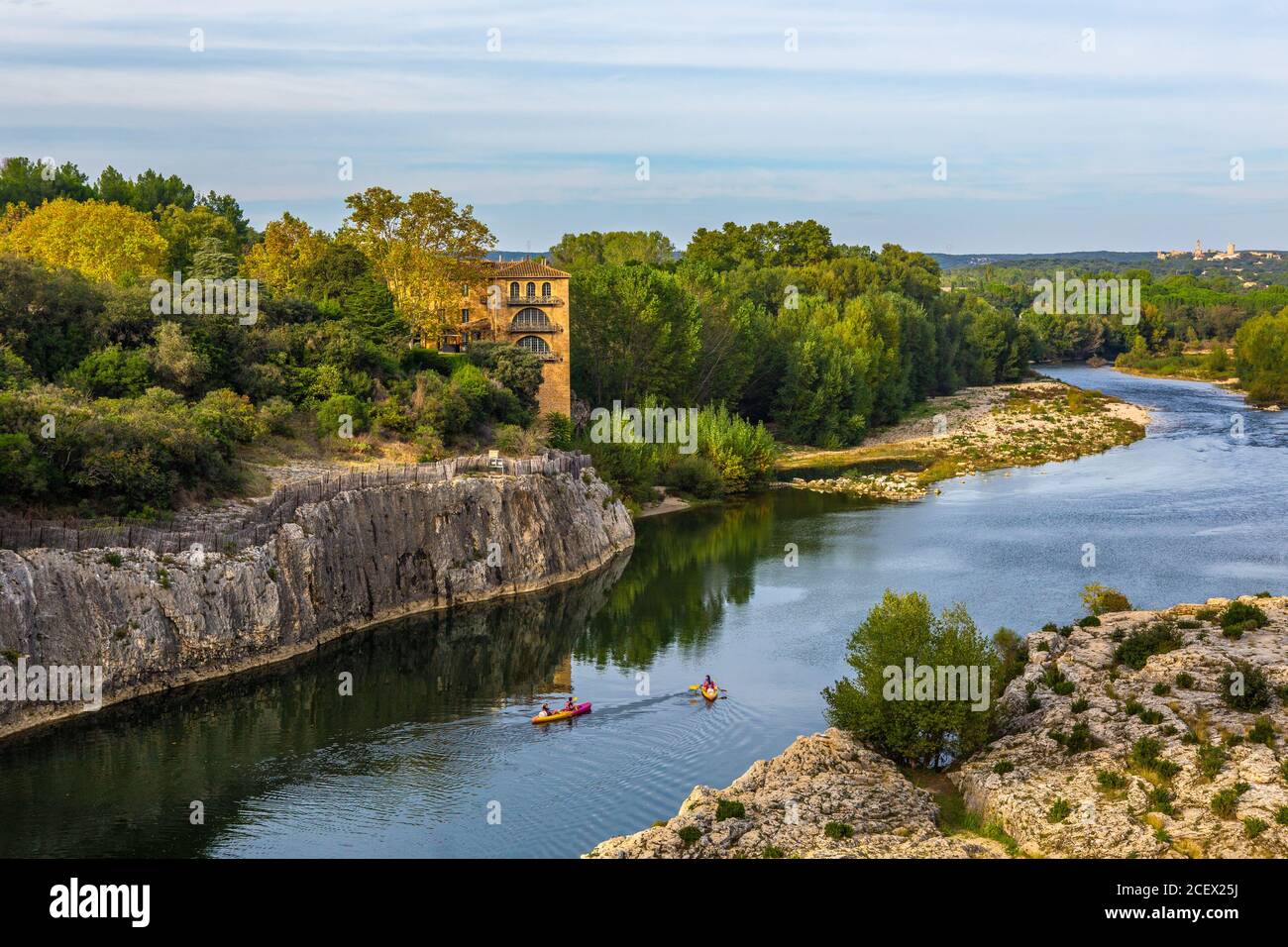 A river valley in Provence, France, summer time. Stock Photo