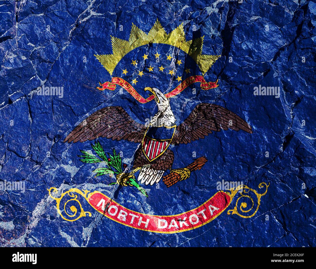 National flag USA North Dakota is image of eagle on mountain wall with ...