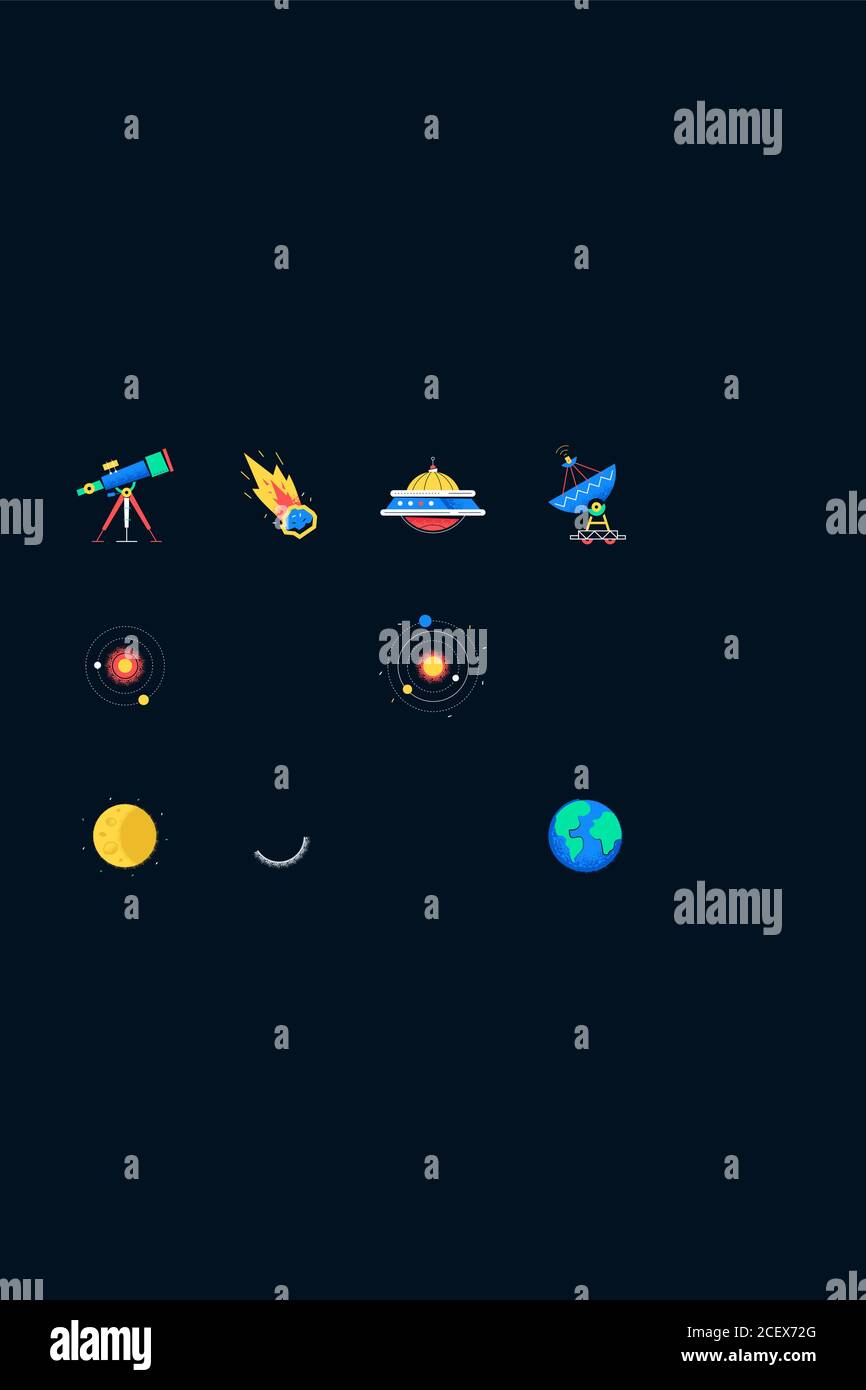 Space exploration - colorful flat design style web banner Stock Vector ...