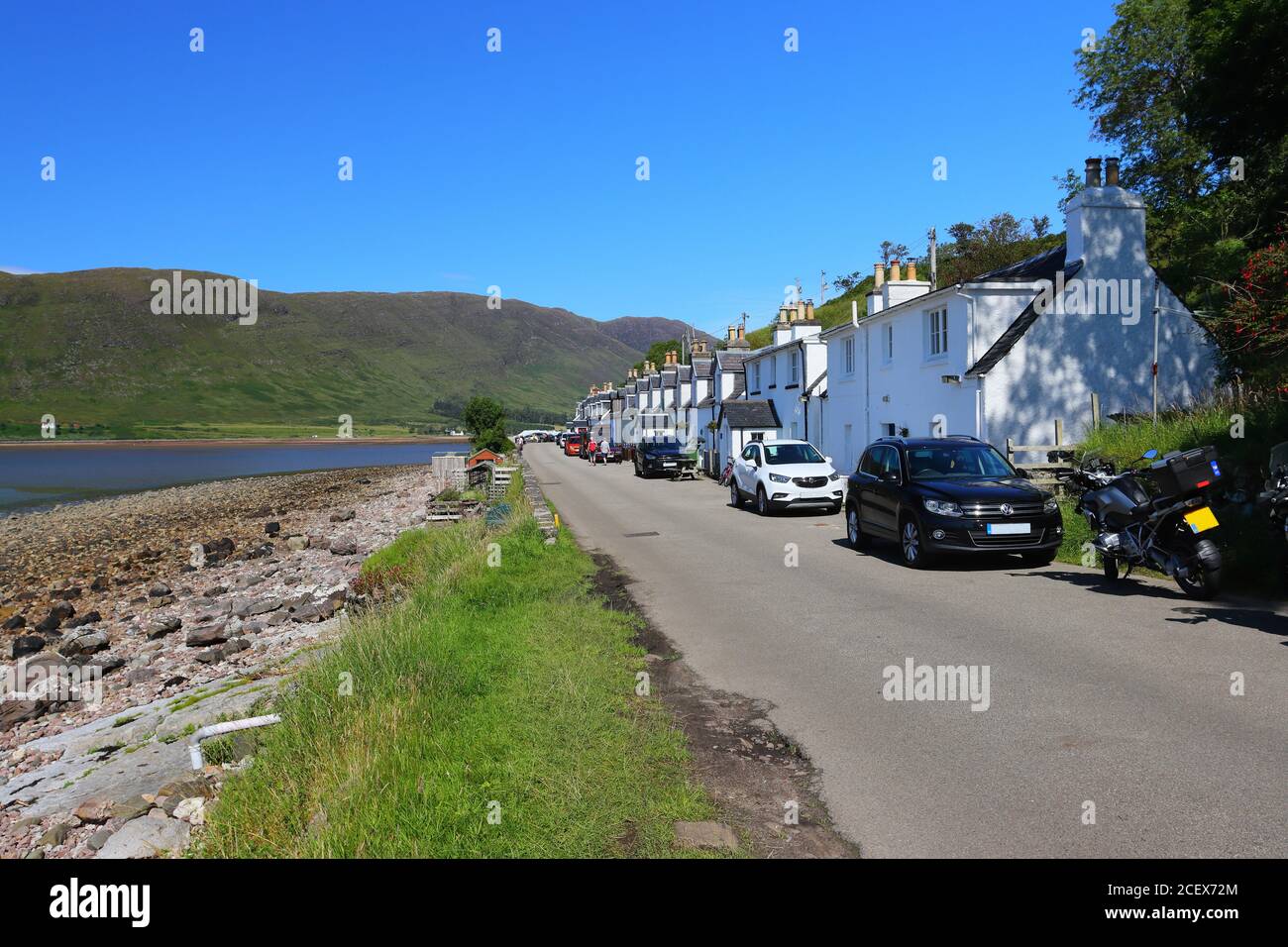 View of Shore Street, Applecross Peninsula on a Sunny Day. West Highlands, Scotland, UK Stock Photo