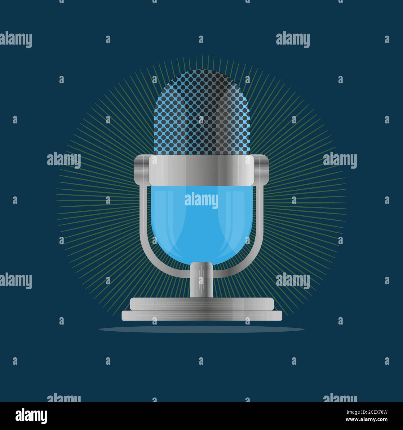 Vector Audio Microphone on a blue background Stock Vector