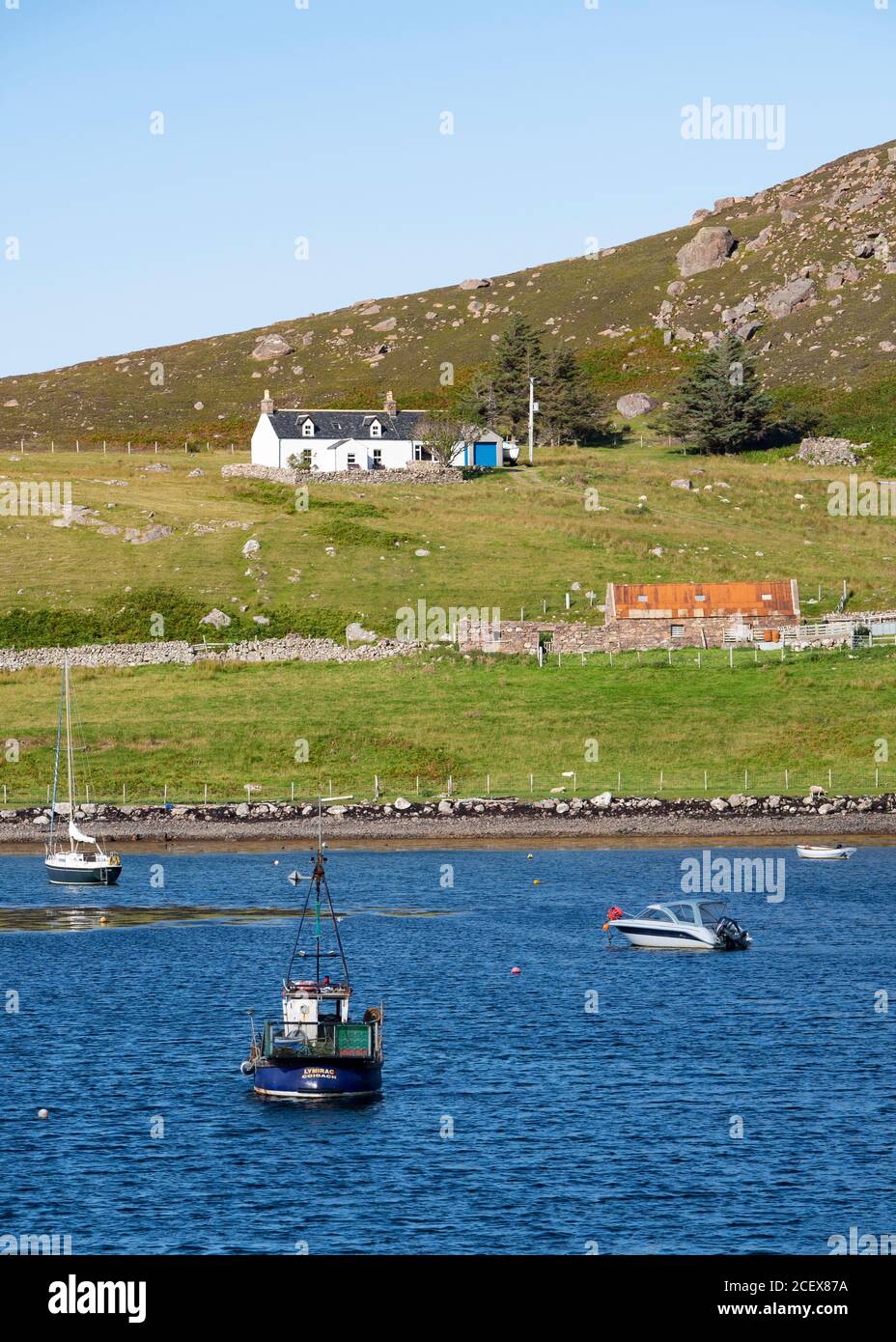 View of natural harbour at Old Dornie village Assynt Coigach region of Scottish Highlands, Scotland , UK Stock Photo