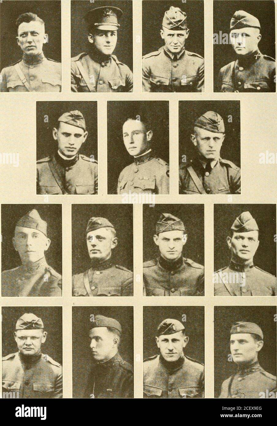 . Illinois in the World War; an illustrated record prepared with the coöperation and under the direction of the leaders in the state's military and civilian organizations. SECOND LIEUTENANTS OF THE 131ST INFANTRYTop row: Frank C. Albright, George W. Hall, J. Wilmen Brewer, Benjamin A. Brown.Second row: Richard H. Buvens, Jr., Thomas K. Cobb, Herbert S. Davies.Third row: Walter J. Deal, Morris E. Dent, Edmund A. Duffett, Howard J. Frisbey.Bottom row: Jesse R. Frye, Morris Goldstein, Thomas S. Guilfoyle, Burl S. Hall. 310 ILLINOIS IN THE WORLD WAR ^^^^H ^^m 5. SECOND LIEUTENANTS OF THE 131ST INF Stock Photo