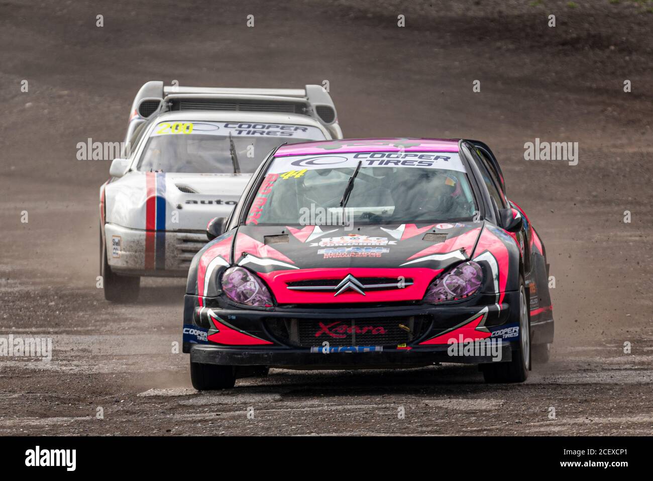 Mad Mark Watson in Citroen Xsara racing in the 4WD class at the 5 Nations British Rallycross event at Lydden Hill, Kent, UK. During COVID-19. Stock Photo