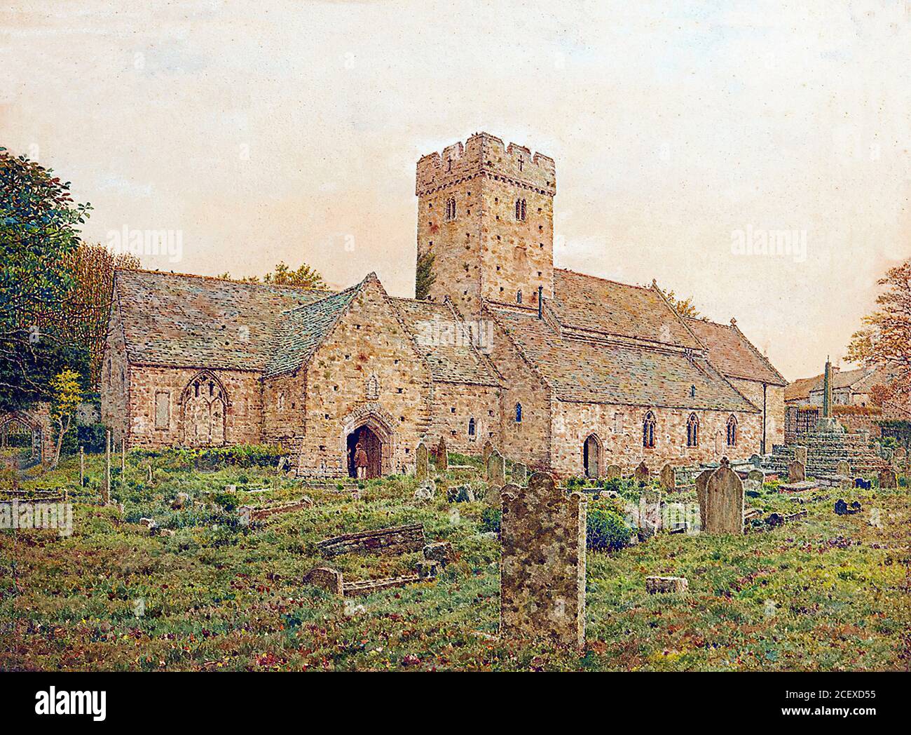 boyce, george price - The Double Church of Saint Illtyd's Church at Llantwit Major, Glamorganshire - 49231531663 47c0fa980f o Stock Photo