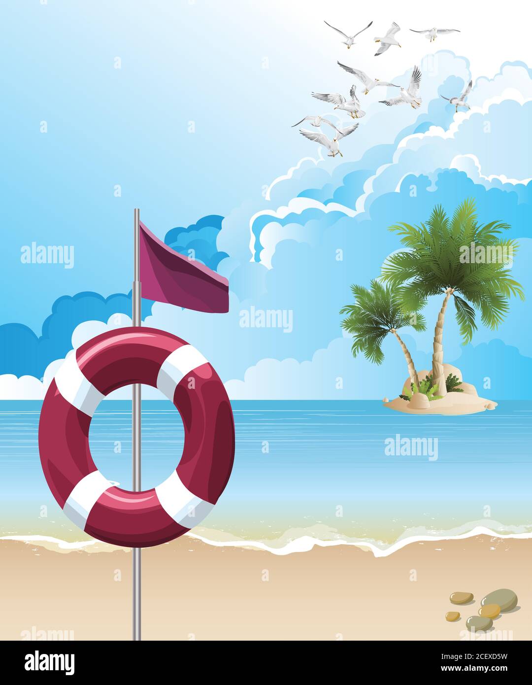 Warning read flag on beach meaning it is dangerous to bathe or swim and