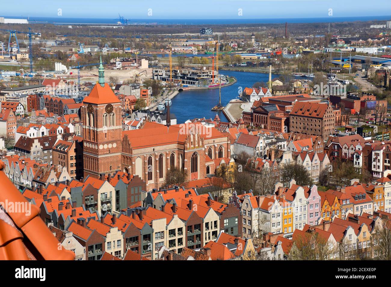 Old Town in Gdansk, aerial view from cathedral tower, Poland Stock Photo