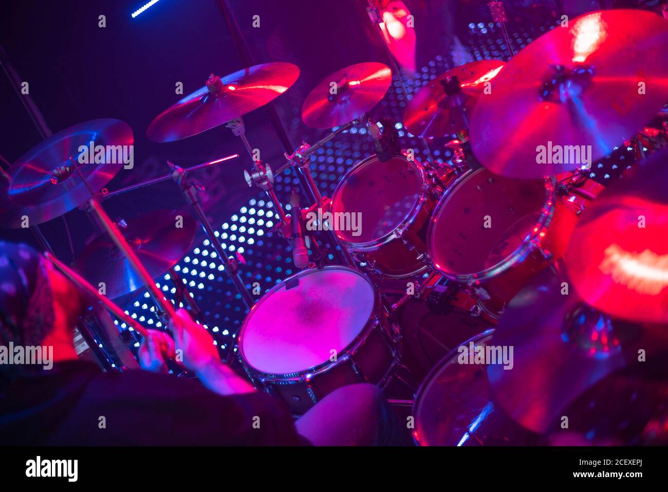 drums on stage before a music concert Stock Photo - Alamy