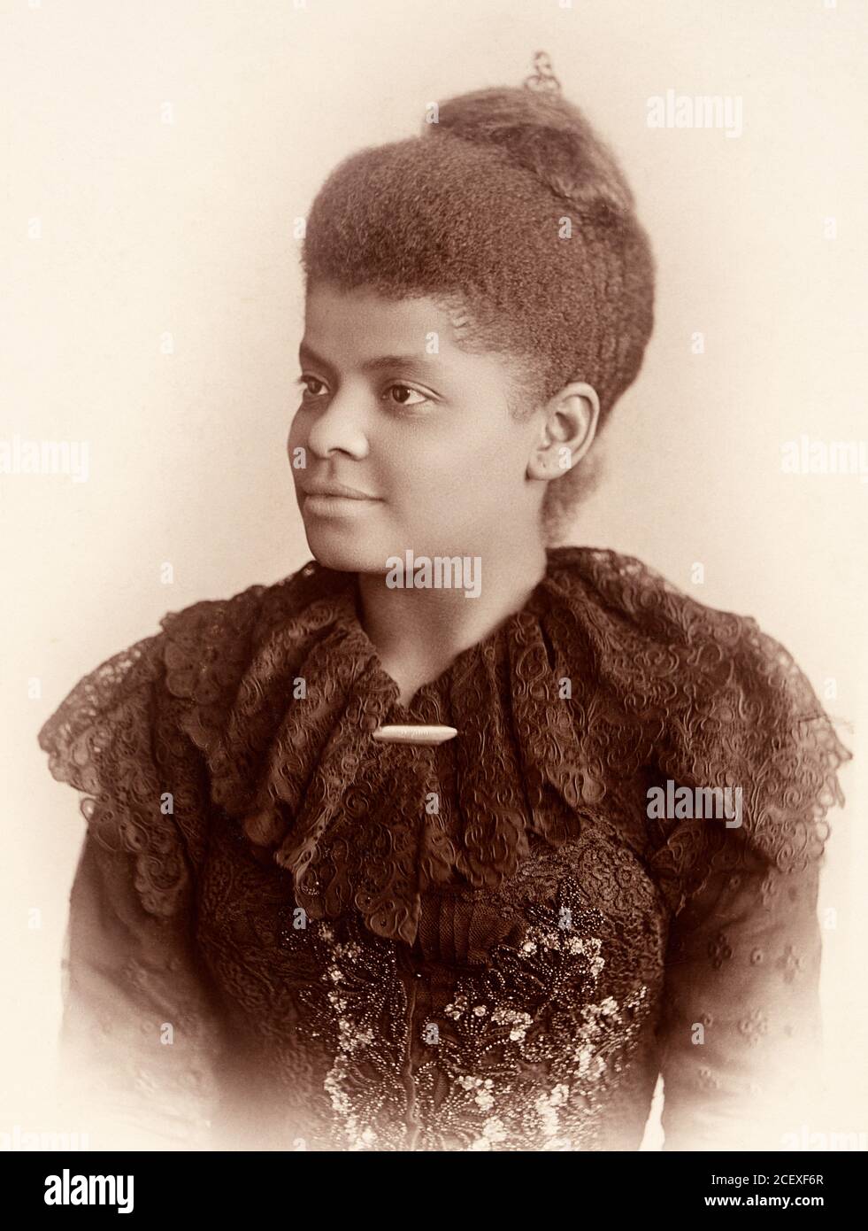 Ida B Wells. Portrait of Ida Bell Wells-Barnett (1862-1931) by Sallie Garrity, 1893. Wells was an American investigative journalist, educator, and an early leader in the civil rights movement. Stock Photo