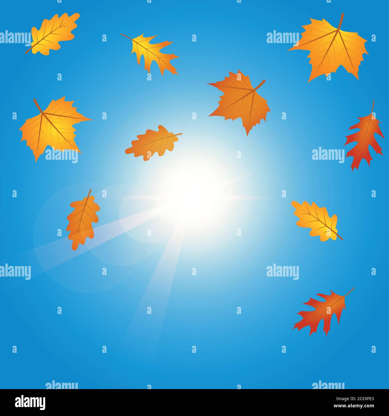 Falling Autumn Leaves On Sunny Sky Background Vector Illustration Eps10 Stock Vector Image And Art 9892