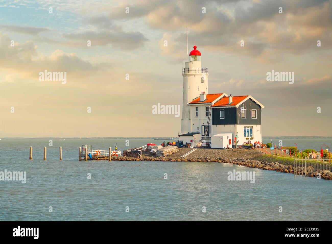 lighthouse in Volendam near Amsterdam. Netherlands Stock Photo