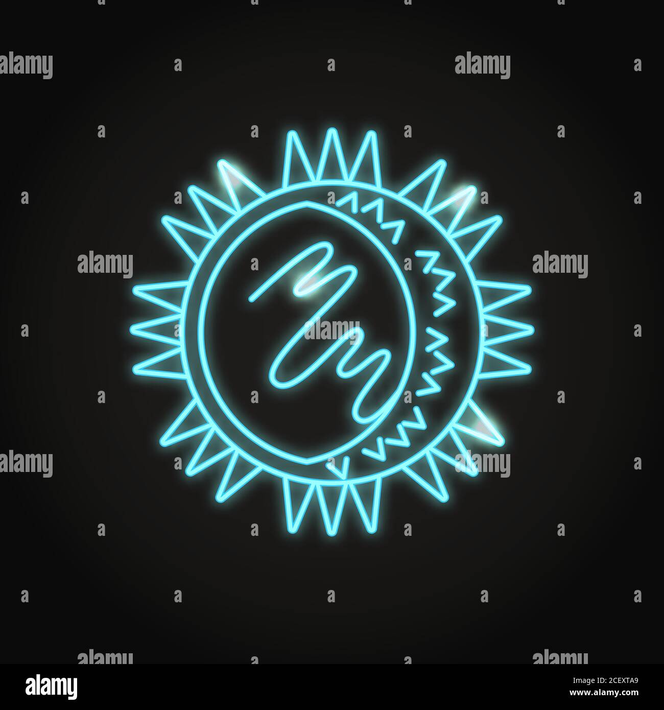 Neon rhinovirus icon in line style. Virus cell symbol. Vector illustration. Stock Vector