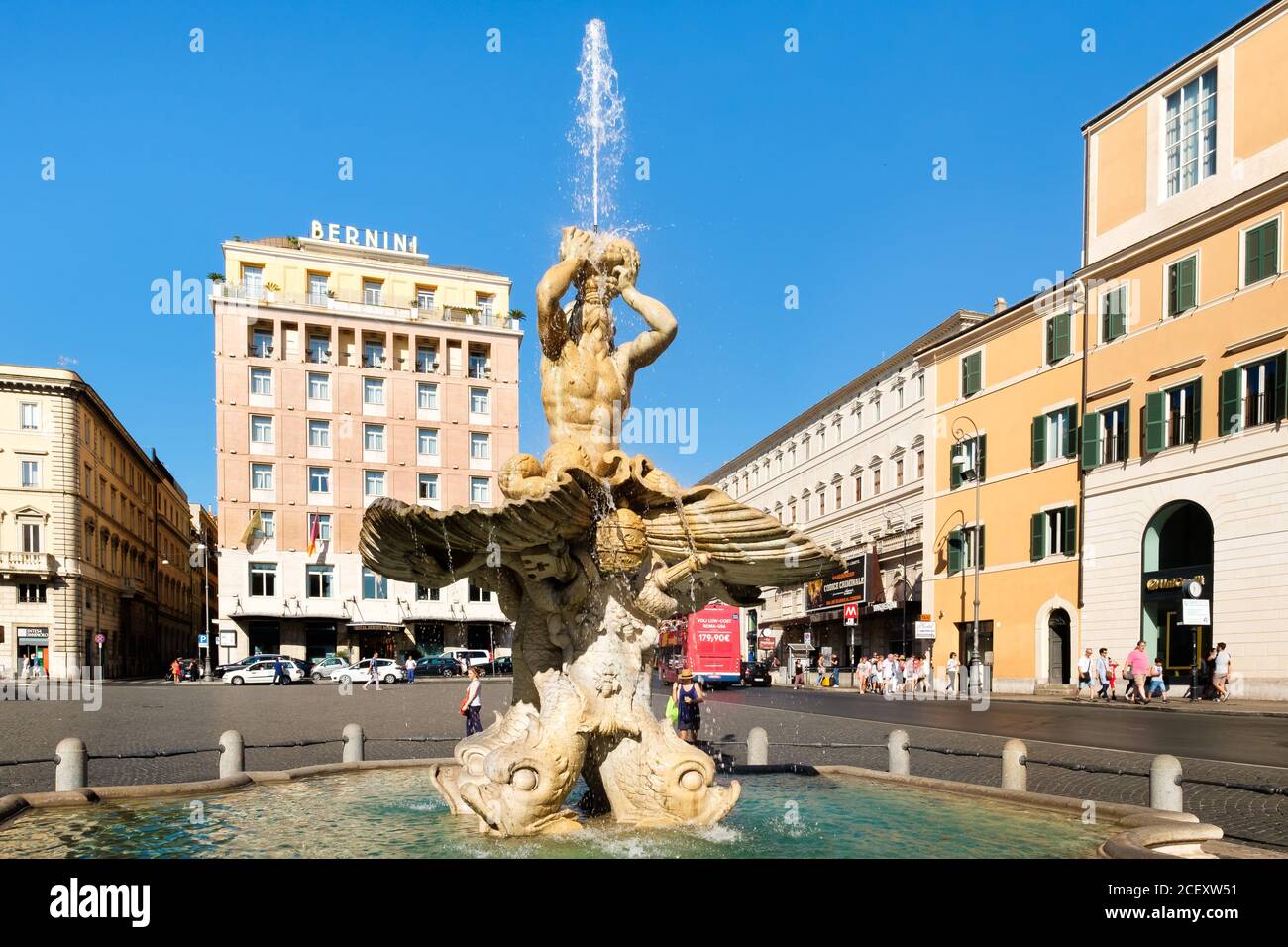 The Triton Fountain by Gian Lorenzo Bernini at Piazza Barberini in Rome Stock Photo