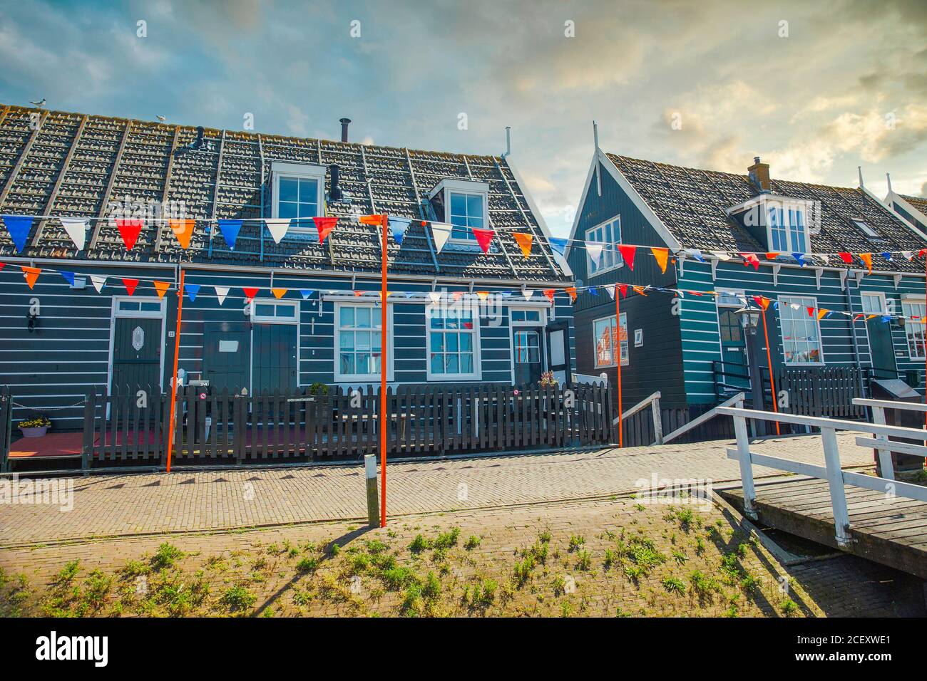 Traditional houses in Holland town Volendam, Netherlands Stock Photo ...