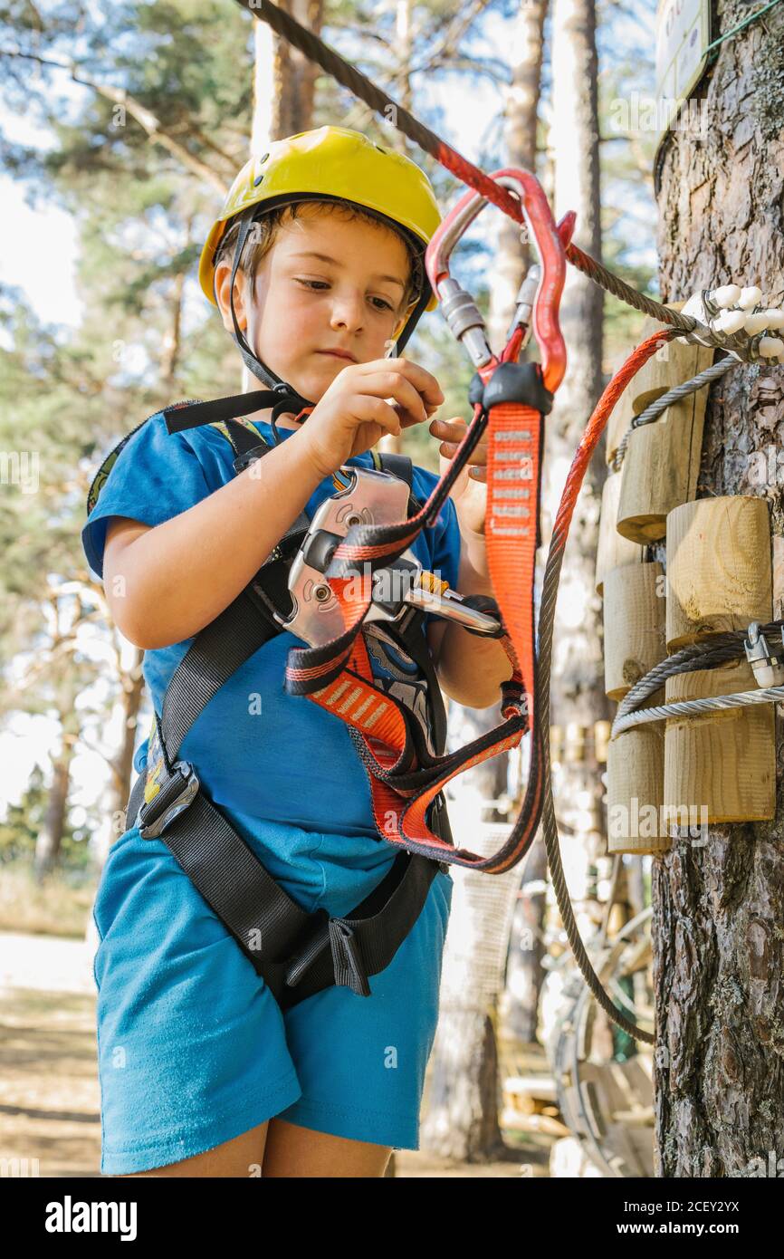 putting on a harness