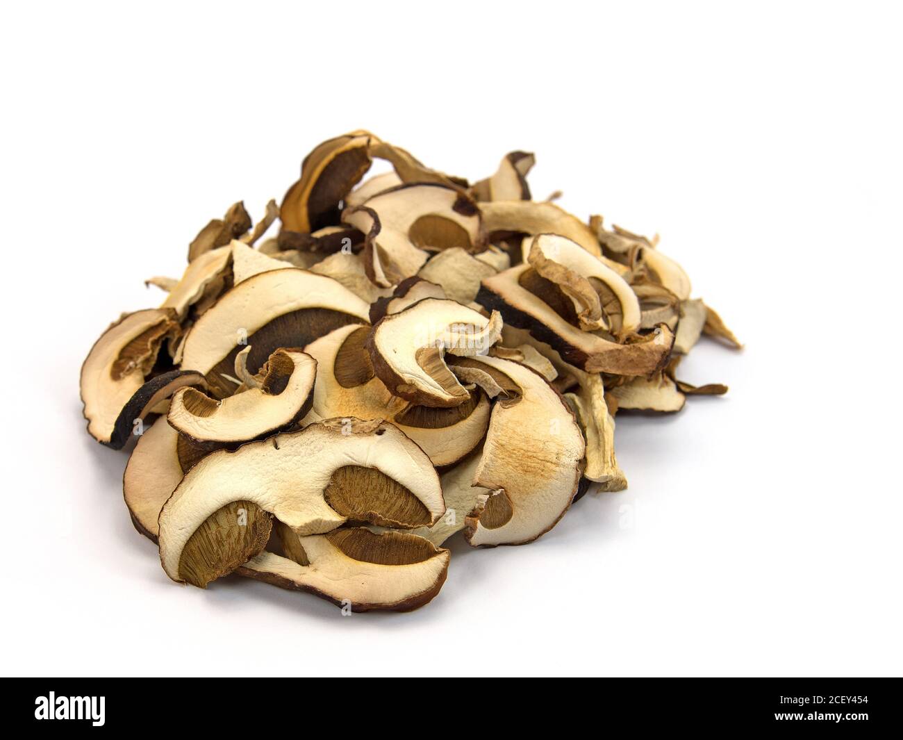 Dried sliced porcini mushrooms Stock Photo