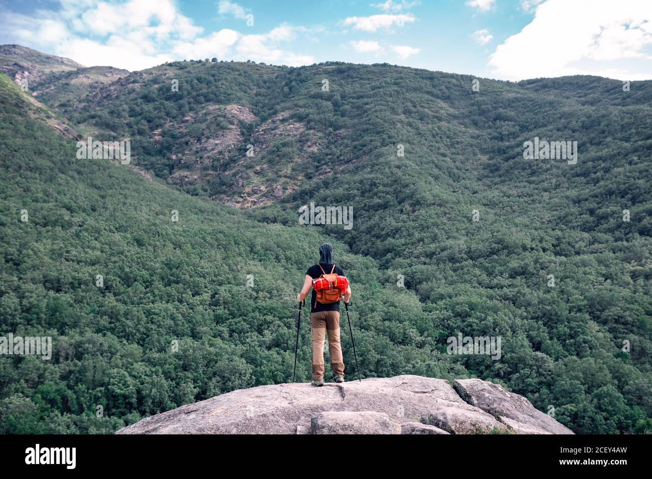Back view male hiker tourist hi-res stock photography and images - Alamy
