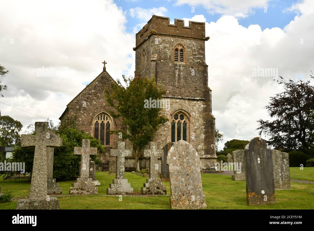 The Anglican Church of St Michael and All Angels in Penselwood, Somerset, England.  Grade 2 listed was built in the 15th century. Stock Photo