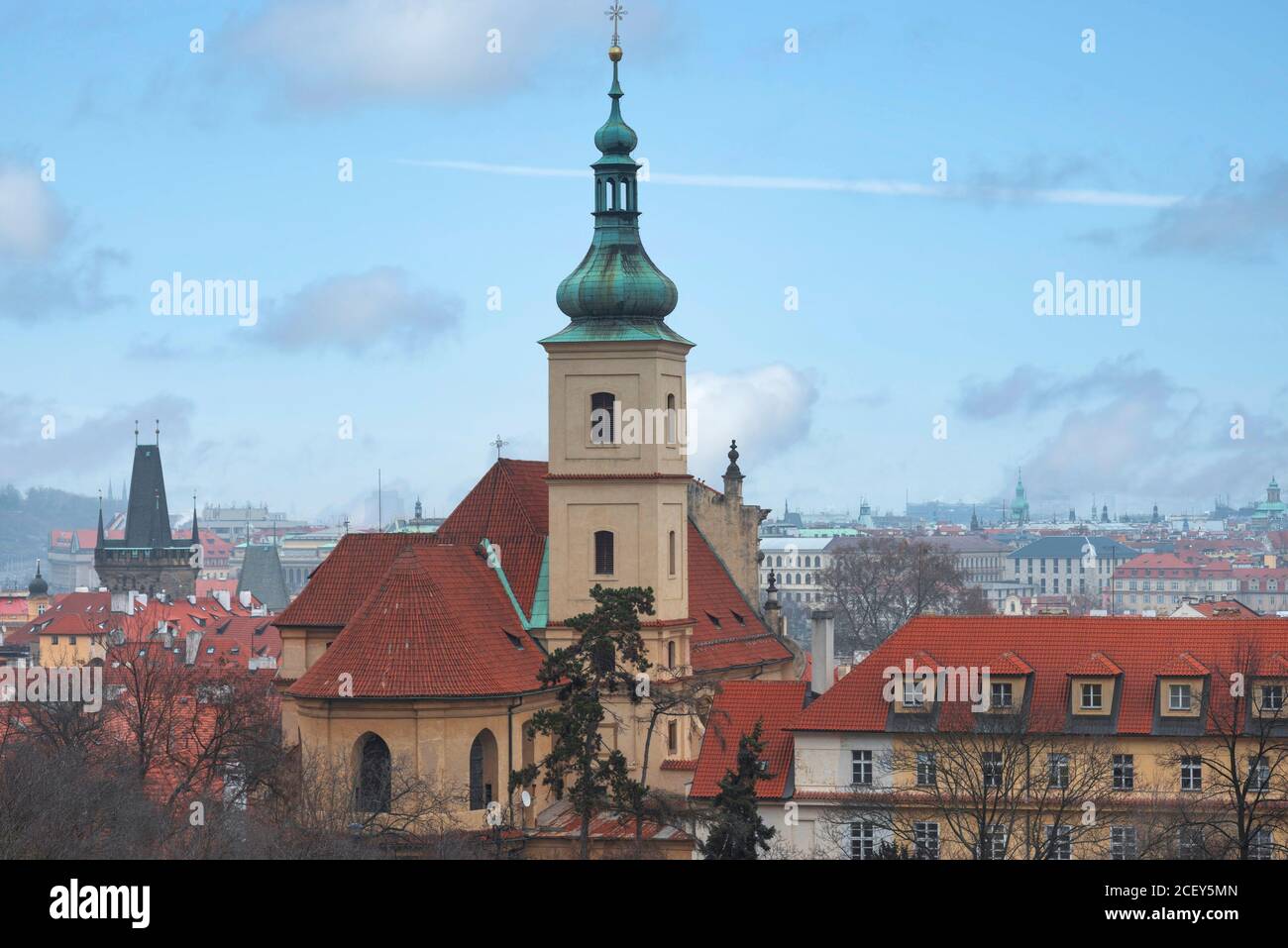 Prague Old town square, Tyn Cathedral. under sunlight. Stock Photo