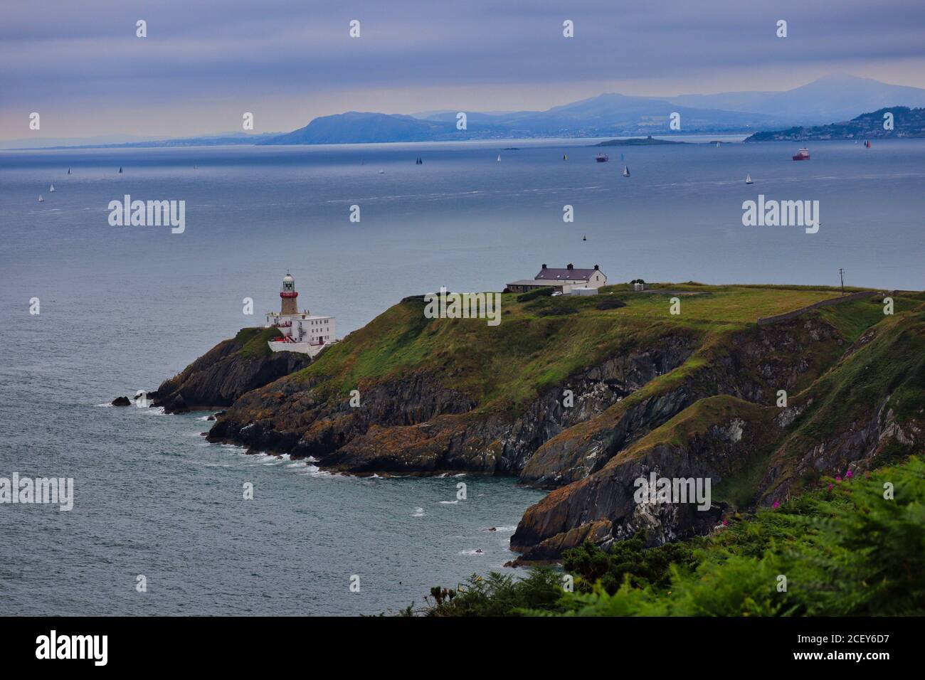 Baily Lighthouse in Howth. Lighthouse on the southeastern part of Howth Head in County Dublin. Stock Photo