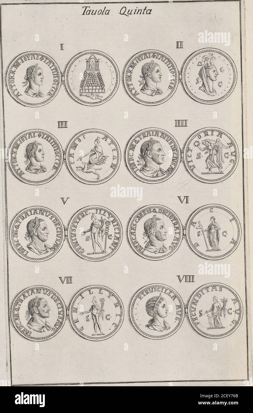 . I cesari in oro : raccolti nel Farnese museo, e pubblicati colle loro congrue interpretazioni. TAVOLA. Stock Photo