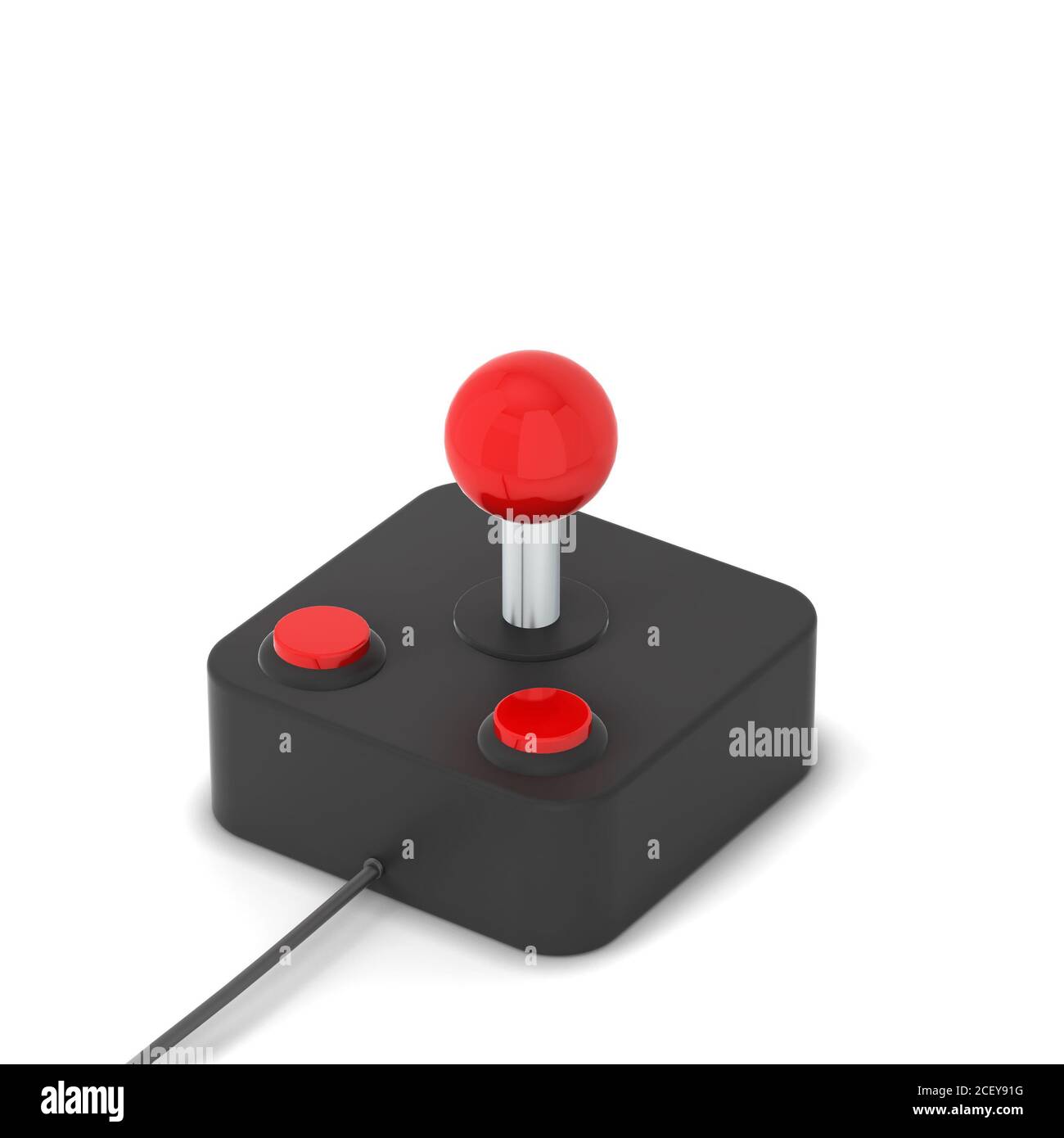 3D Rendering of retro remote control with red button Stock Illustration