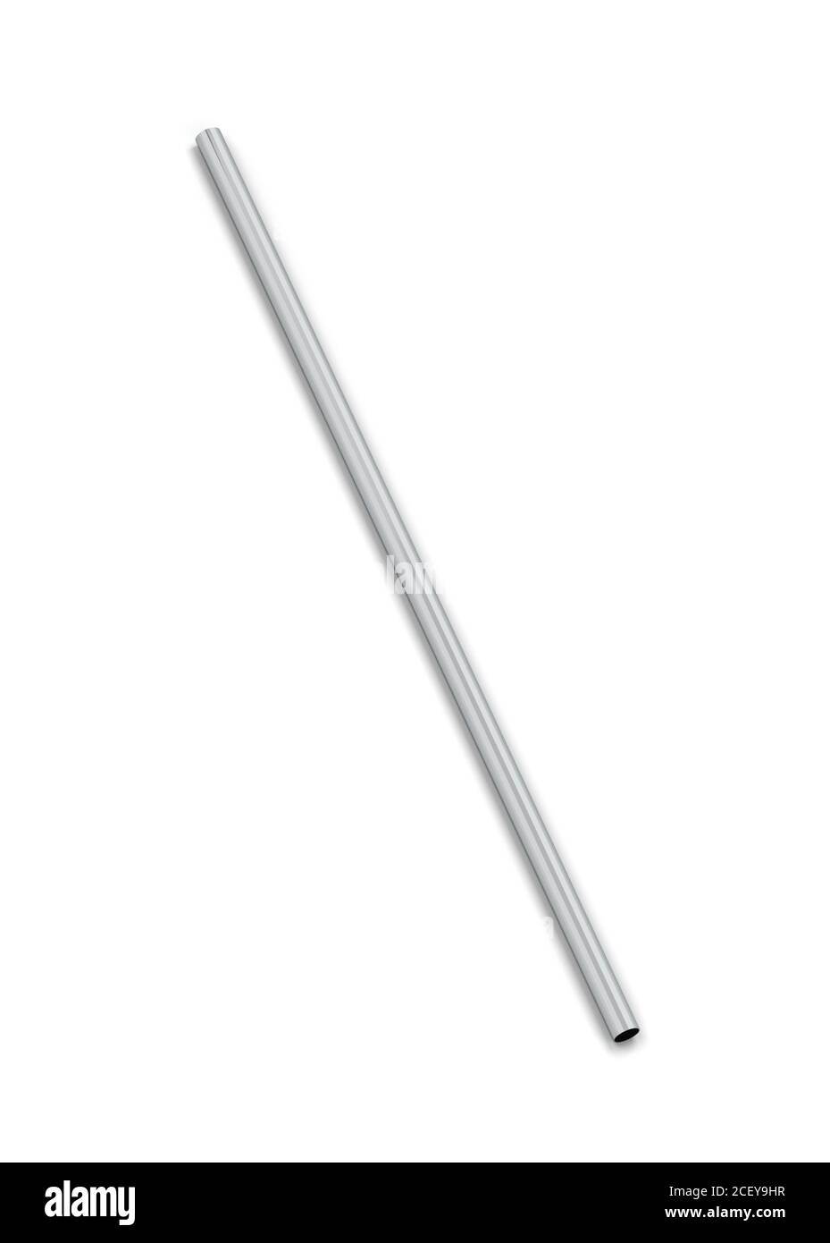 Metallic straw to use instead of plastic one. 3d illustration isolated ...