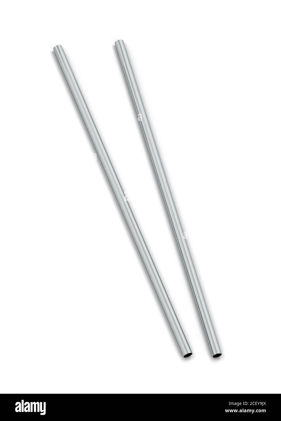 Metallic straw to use instead of plastic one. 3d illustration isolated ...