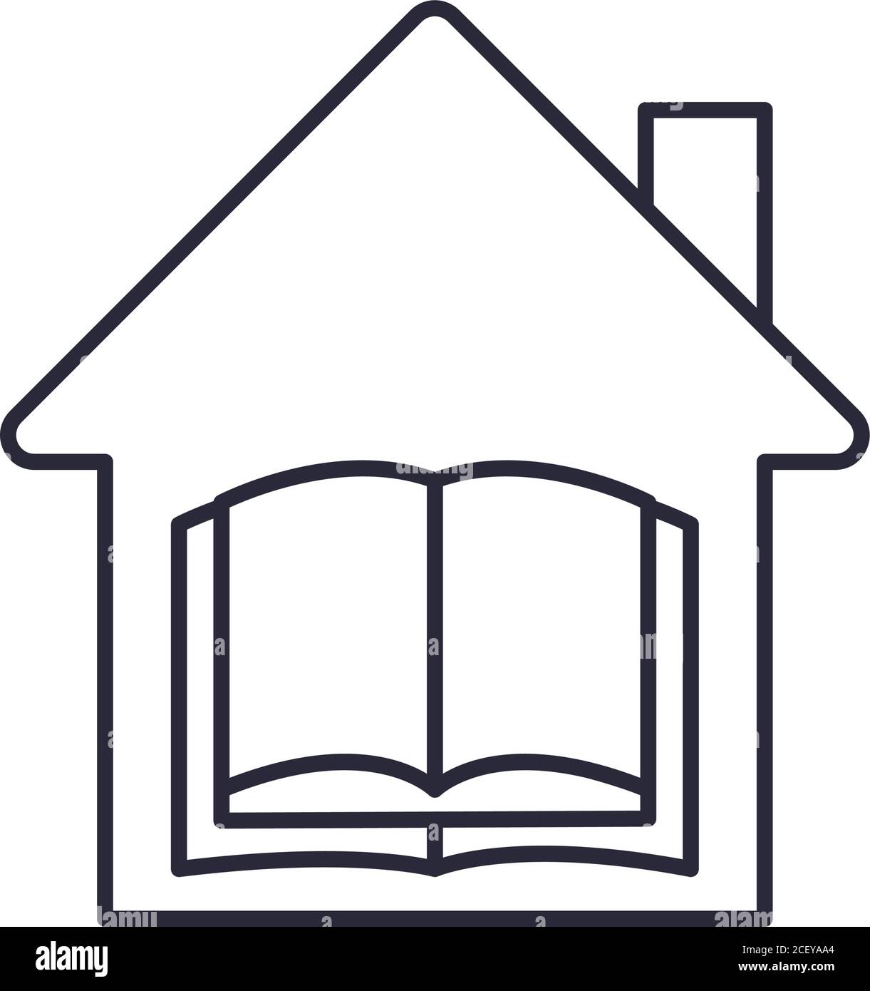 open book in house line style icon design, Education literature and ...