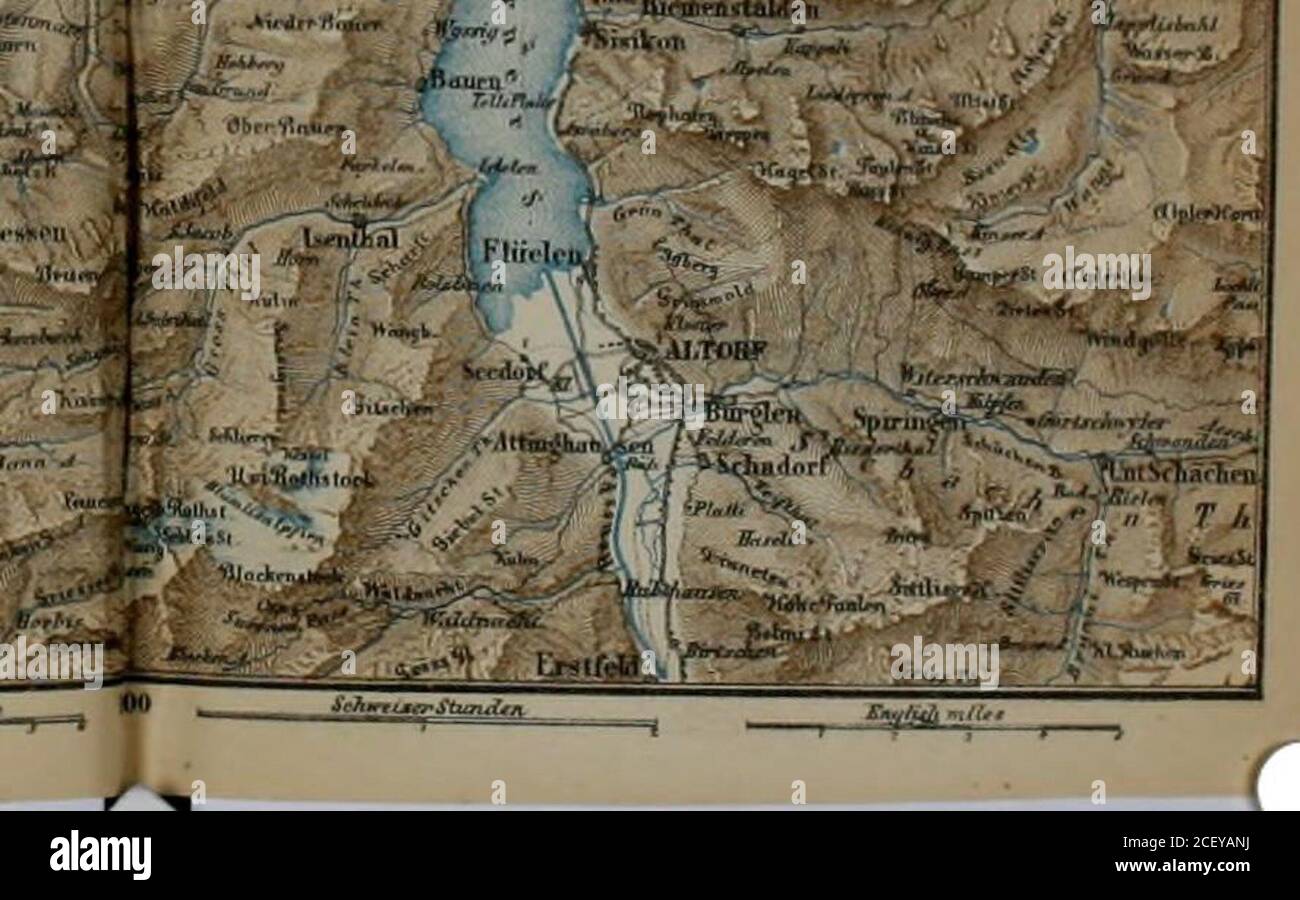 Switzerland and the adjacent portions of Italy, Savoy and the Tyrol :  handbook for travellers. ^^e^ u ^-X -i. LAKE Ot LLGKKNE. JJ. Route. 67  i)iligence« From Fliielcn to Andeimatt in
