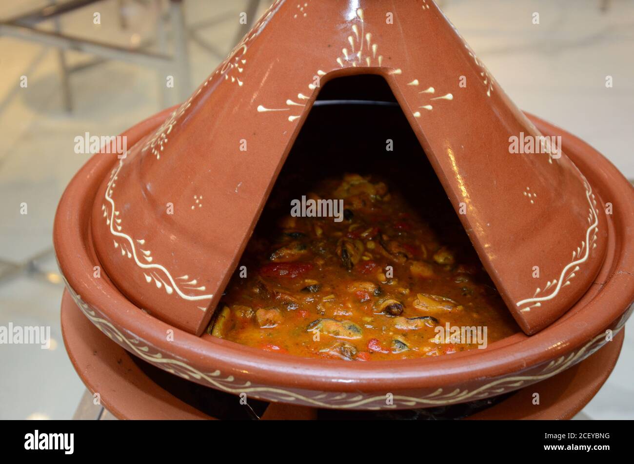Tagine oyster Moroccan clay tagine Stock Photo Alamy