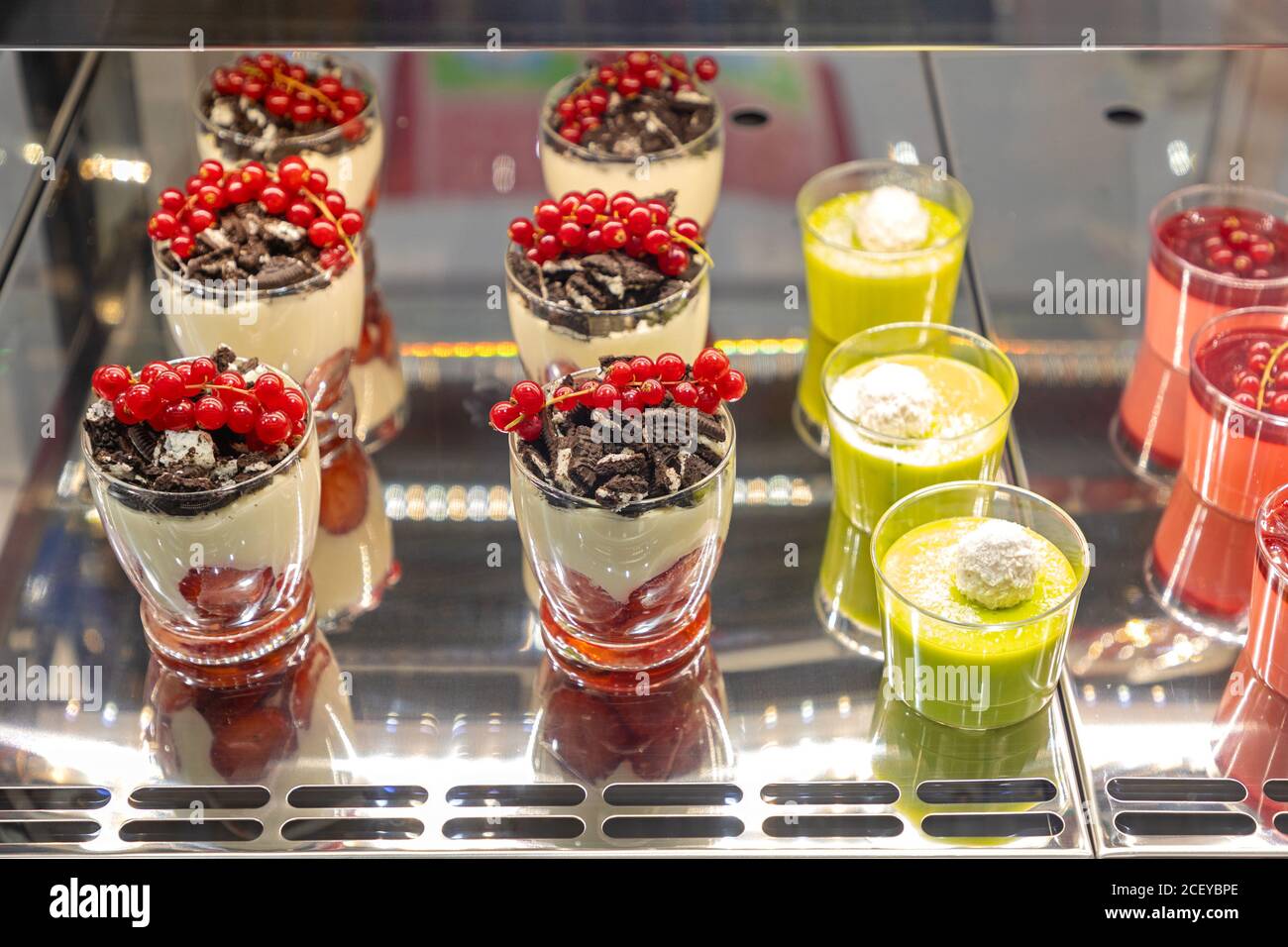 Assortment of Sweets Desserts Served in Glass Stock Photo Alamy