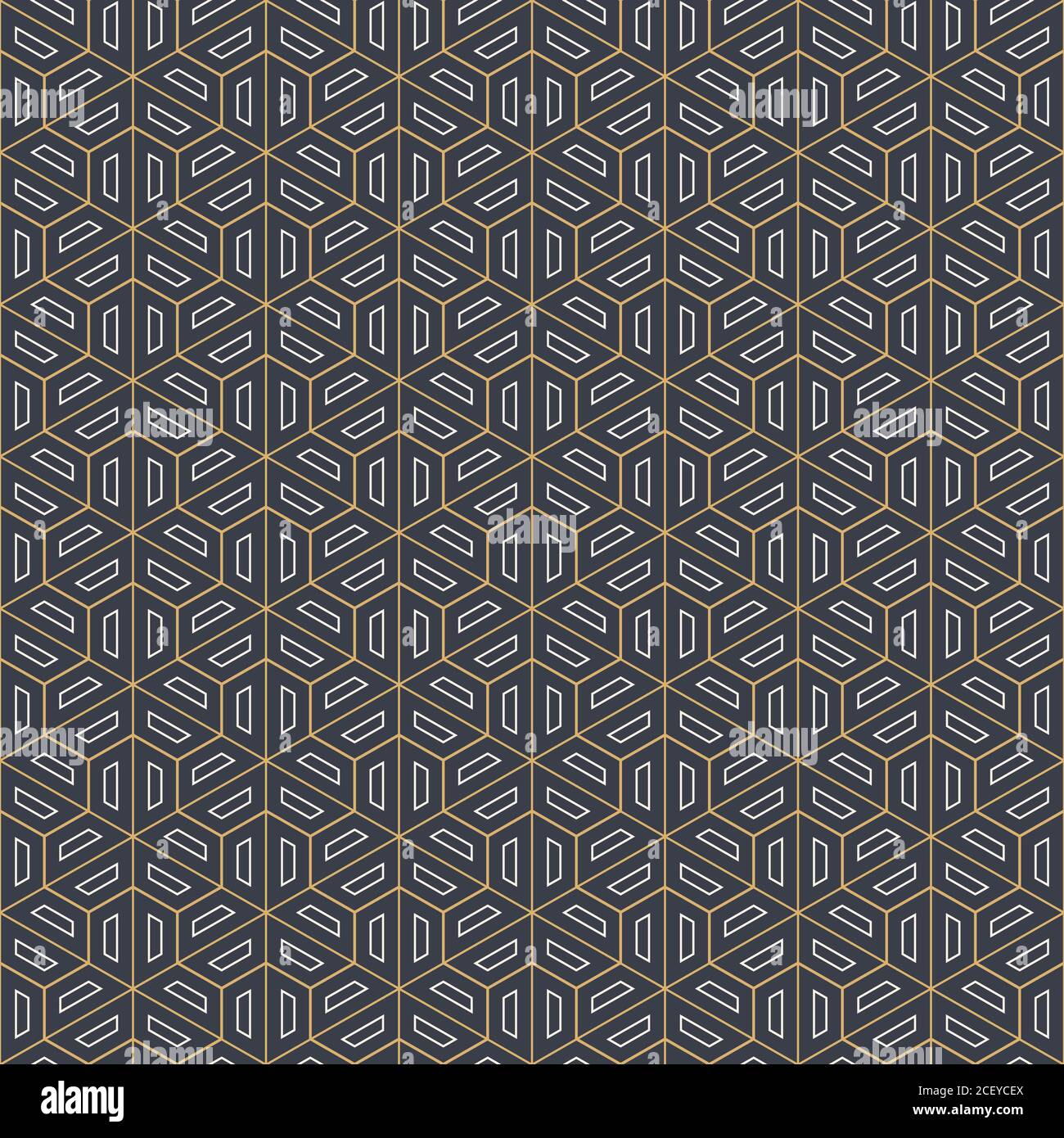 Abstract seamless pattern. Modern stylish texture. Linear style. Geometric tiles with triple hexagonal elements. Vector color background. Stock Vector