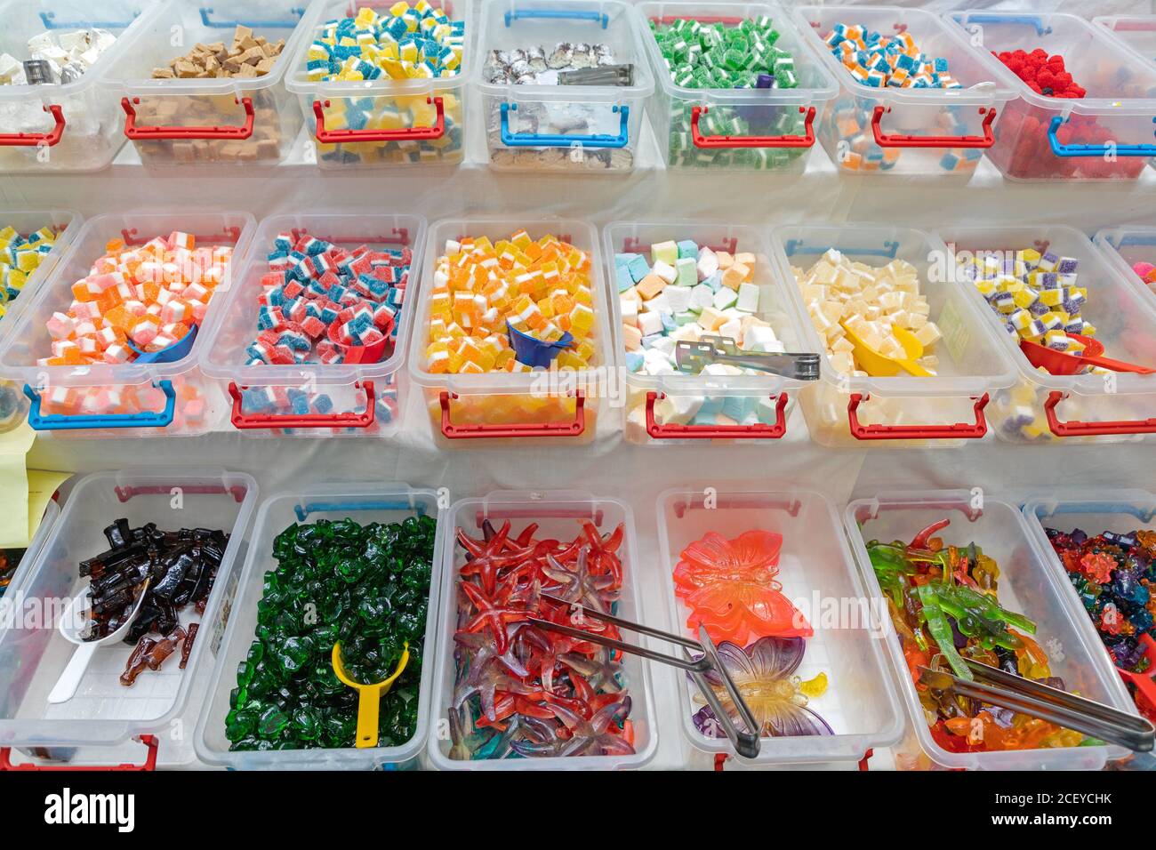 Many Gummy Candies Flavours in Bulk Boxes Variety Stock Photo Alamy