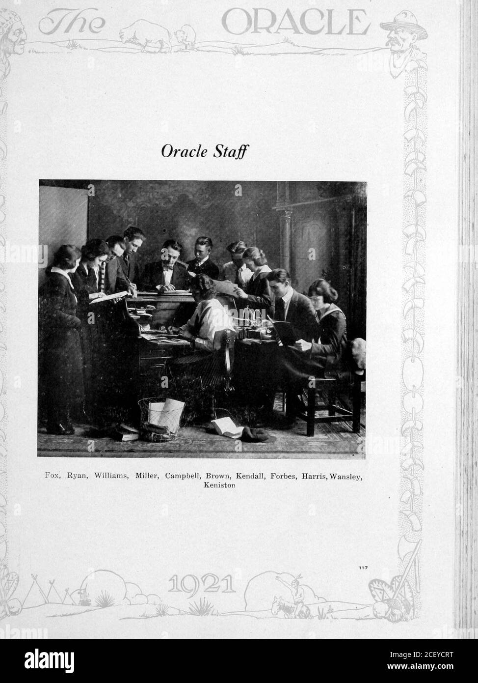 . Oracle, The. Oracle Staff Charles S. Wallace Editor-in-chief Feme Kenistori Assistant Editor Eldon Campbell . Business Manager Louis A. Miller Assistant Business Manager John S. Brown Picture Editor Charles Clayton Engraving Editor Ray Harris Engraving Editor Edna Edmonson Literary and Joke Editor Mary Forbes Calendar Editor Irene Wansley Society Editor Gordon Williams • Athletic Editor Leslie E. Wheeler. Asst. Joke Editor Truman Kendall Freshman Editor Georgia Fox Junior Editor Faye Kirkpatrick prep Editor. Stock Photo