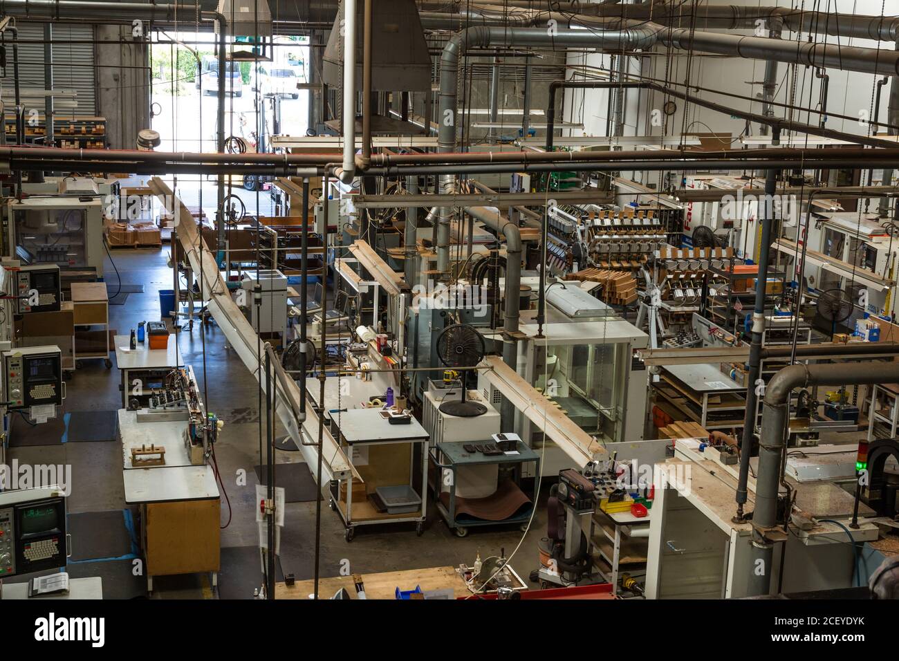 Production floor in one of the buildings of the Taylor Guitar factory