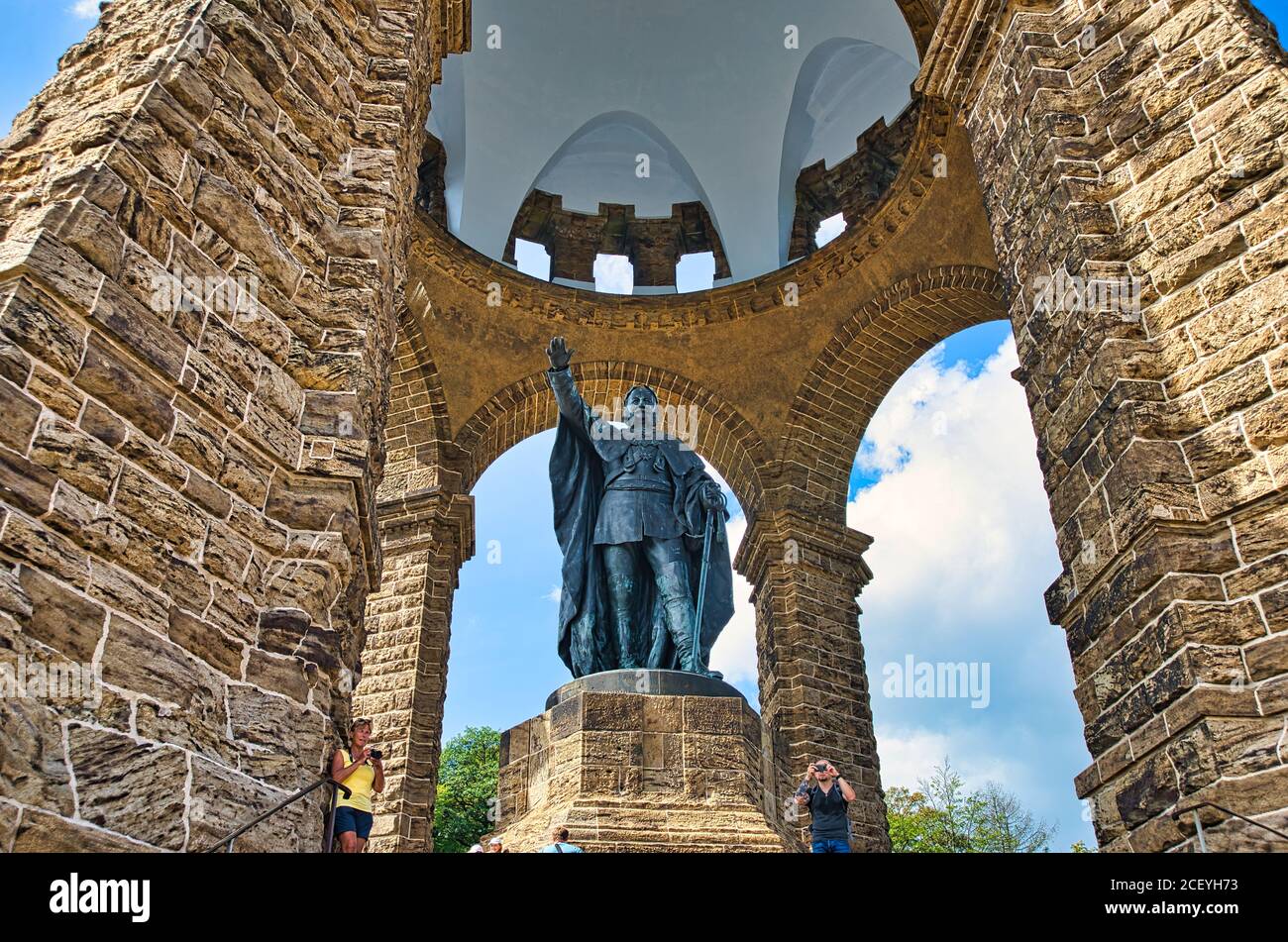 Kaiser Wilhelm Monument in Porta Westfalica North Rhine-Westphalia Stock Photo