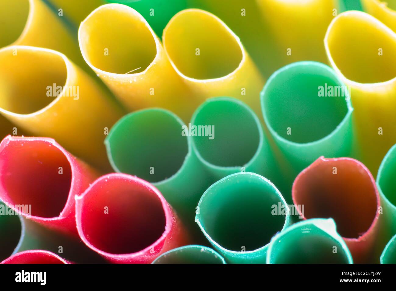 a colorful plastic straw hole Stock Photo