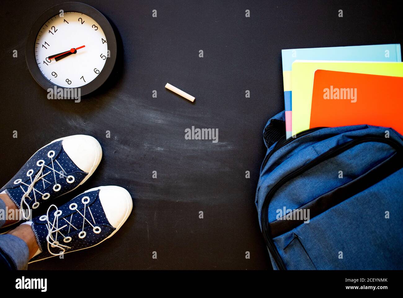 back to school top view of  backpack Stock Photo