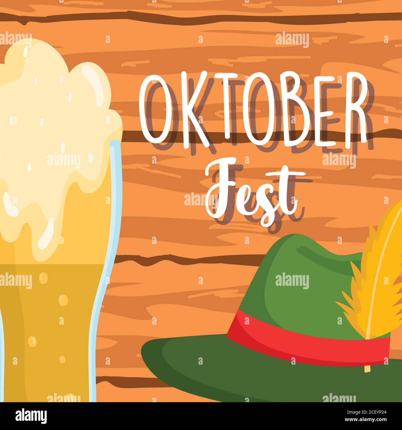 oktoberfest festival, cold beer and hat wooden background, celebration ...