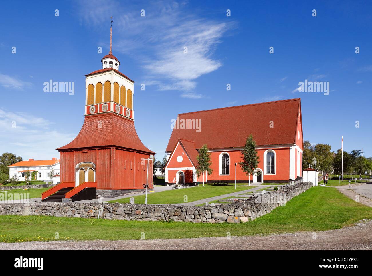 Church building located i the Swedish town Kalix. Stock Photo