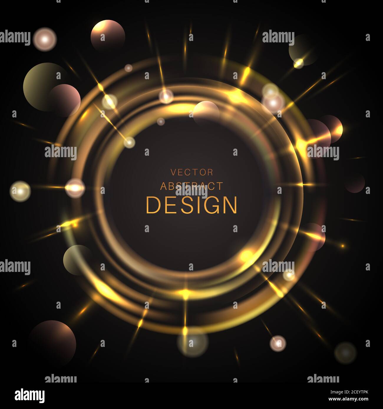 Spangles Background The shining round banner. Bright yellow curves with spangles and ...