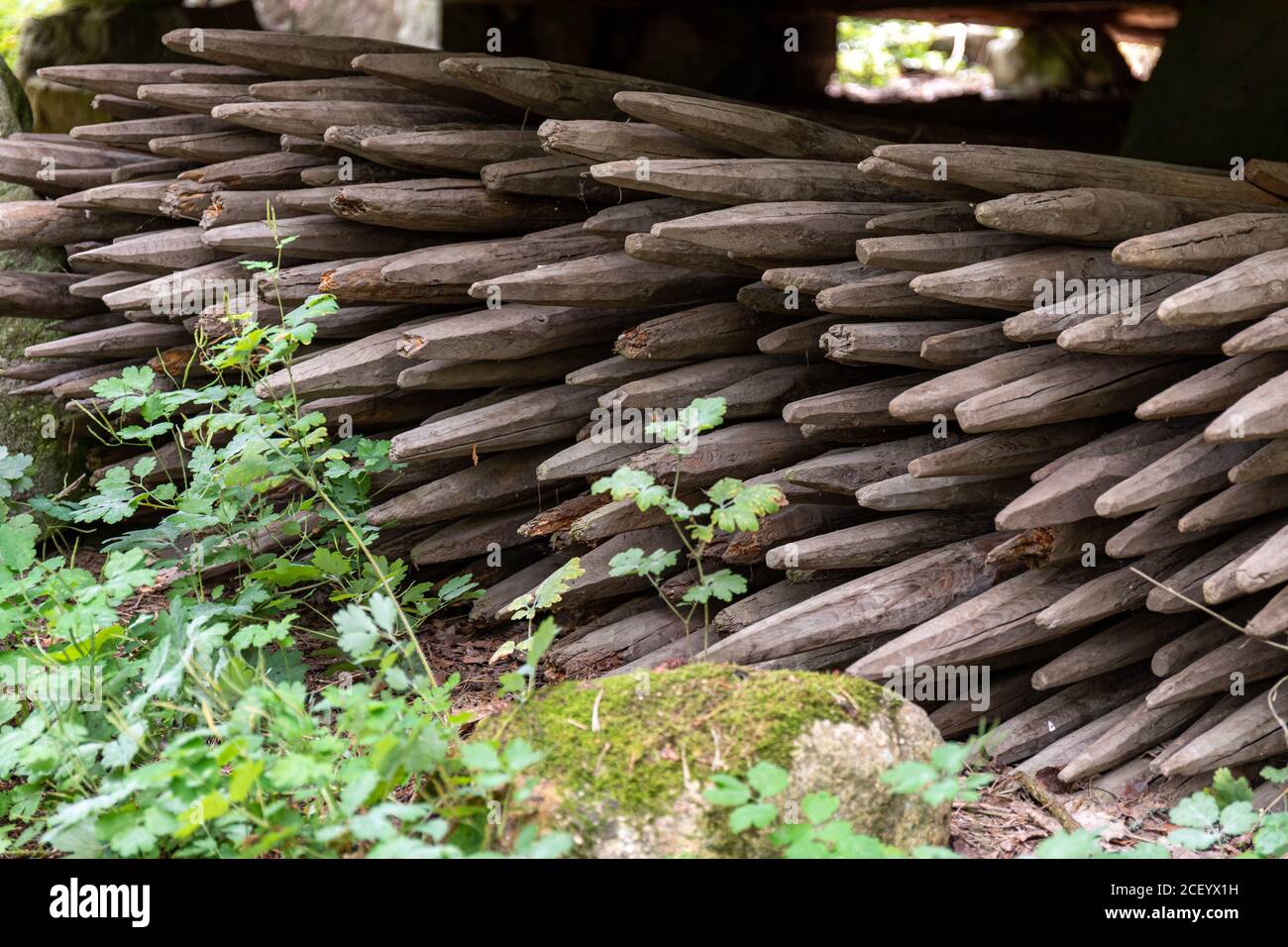 Haystacks stored under building at Kotko local history open-air museum ...