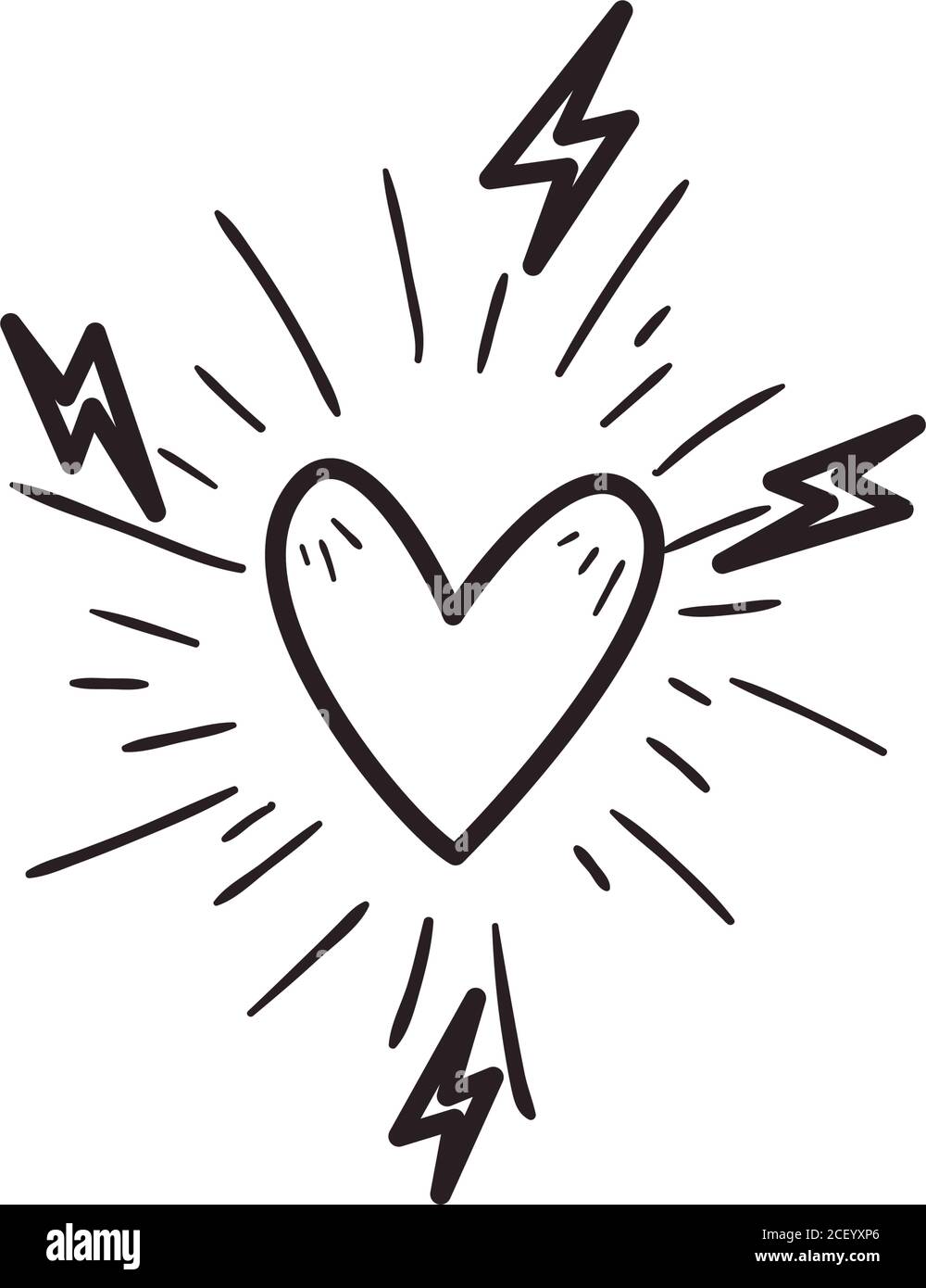 Heart with thunders line style icon design of love passion and romantic ...