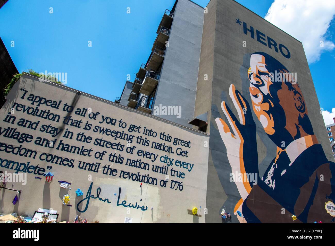 John Lewis hero mural, Sweet Auburn district, Atlanta, Stock