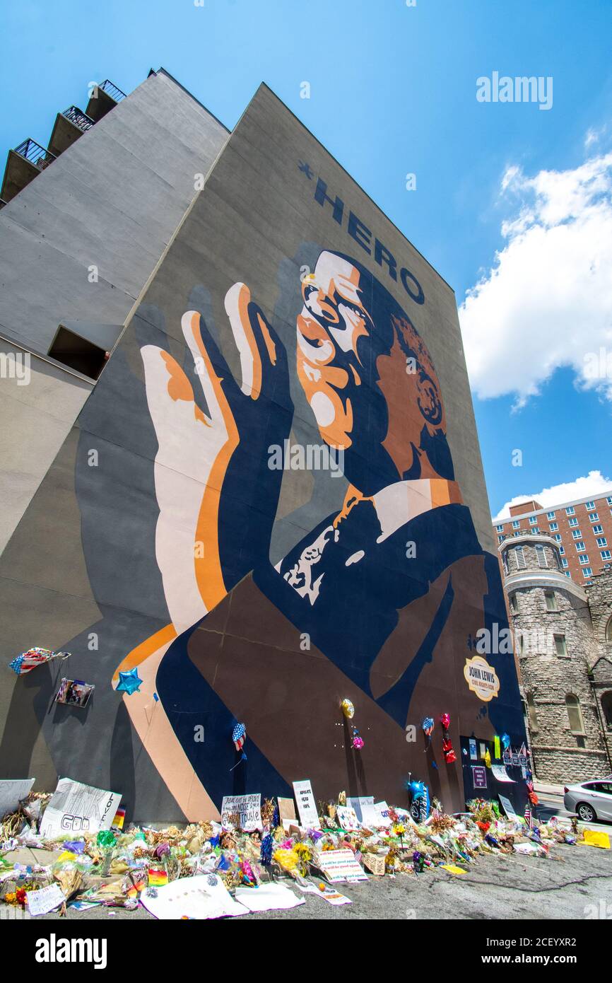 John Lewis hero mural, Sweet Auburn district, Atlanta, Stock