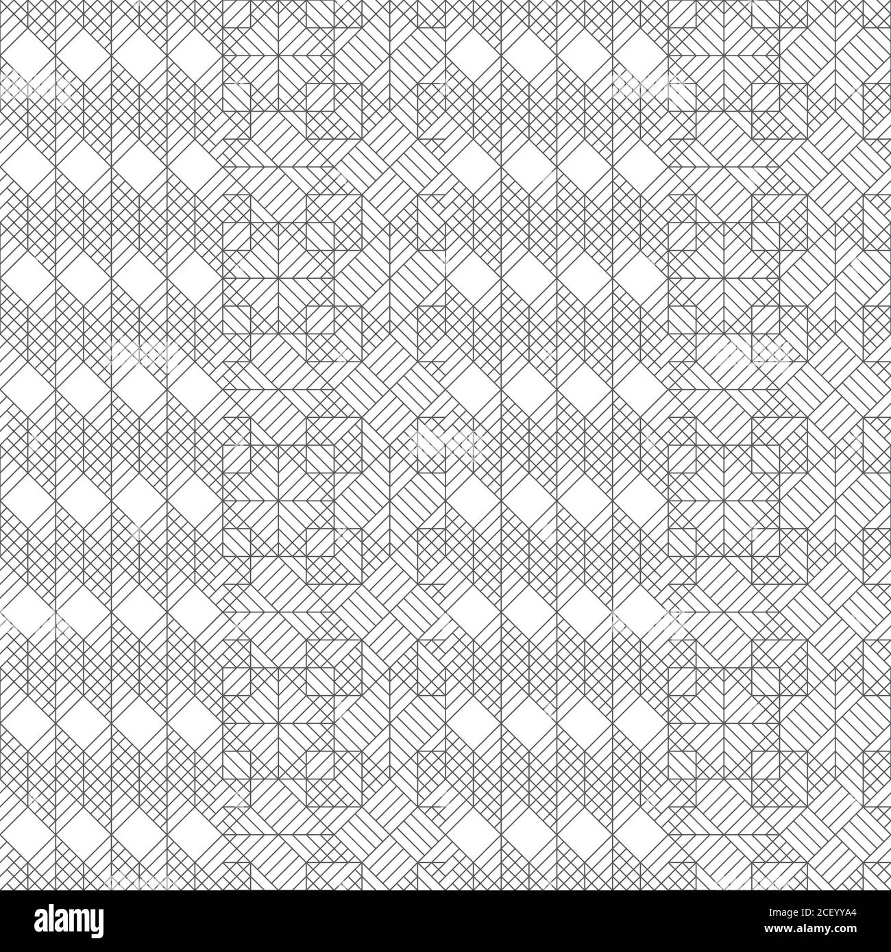 Vector seamless pattern. Modern stylish texture with thin lines which form regularly repeating tiled hexagonal linear grid with striped hexagons and r Stock Vector
